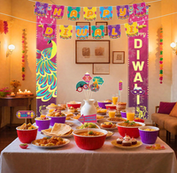 Bannière, drapeau, guirlande, enseignes de porche, ornement hindou, accessoires photo et décorations pour fête de Diwali, maison, chambre, cheminée, mur, porte et stand photo