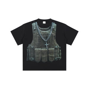 OEM ODM ストリートウェア オーバーサイズ メンズ Tシャツ ヒップホップ ベスト グラフィックTシャツ ホットフィックス ラインストーンと3Dホワイトインク デジタルダイレクトプリント - Product Image 3