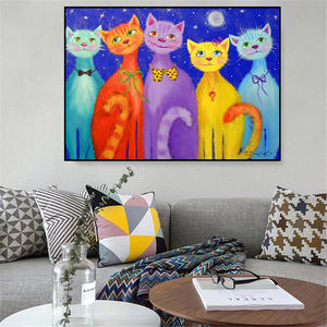 Dipinto su Tela con Animali Adorabili, Gatti Sorridenti, <span class=keywords><strong>Poster</strong></span> e Stampe d'Arte <span class=keywords><strong>da</strong></span> <span class=keywords><strong>Parete</strong></span> per <span class=keywords><strong>Camera</strong></span> <span class=keywords><strong>da</strong></span> <span class=keywords><strong>Letto</strong></span>, Decorazione Domestica - Product Image 5
