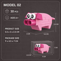 Bloques de Construcción de Cerdito Adorable Personalizados, Modelo Animal 3D DIY, Juguete de Construcción STEM, OEM ODM, Etiqueta Privada, Regalo para Niños, Exhibiciones