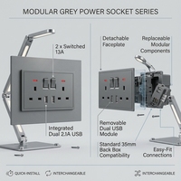 Pabrik MVAVA Grosir Panel PC 1/2/3/4 Gang UK Stopkontak Listrik Multifungsi Universal 4 Arah Saklar Lampu Dinding