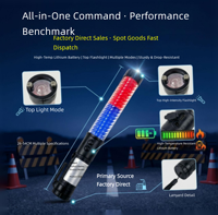 Bâton de signalisation de sécurité fluorescent réfléchissant pour la nuit, avec éclairage LED rouge-bleu stroboscopique rechargeable