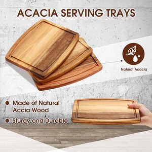 Planche à découper en bois d'acacia avec rainure pour jus, planche à charcuterie en bois, supports vierges pour gravure laser - Product Image 2