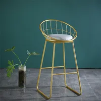 Barhocker neue erschwing liche Wohn möbel nordisch hoch Luxus Metall goldene Küche modernen Metall Samt Stuhl mit Rückenlehne