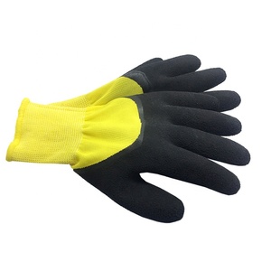 Guantes <span class=keywords><strong>de</strong></span> Trabajo <span class=keywords><strong>de</strong></span> Seguridad <span class=keywords><strong>de</strong></span> Nailon Amarillo OEM con Recubrimiento <span class=keywords><strong>de</strong></span> <span class=keywords><strong>Espuma</strong></span> <span class=keywords><strong>de</strong></span> Látex Negro, Transpirables, Antideslizantes y Resistentes a la Abrasión - Product Image 2