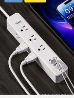 Güç Şeridi Aşırı Gerilim Koruyucu 8 AC Priz 3 USB 10m Uzatma Kablosu Düz Fiş 20A 110-250V Standart Topraklama Masaüstü Şarj Cihazı