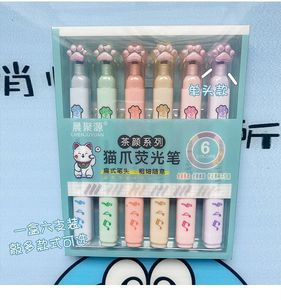 Offre Spéciale – Lot de 6 Marqueurs Mignons Patte de Chat, Pointe Biseautée, Non Effaçables, pour Étudiants, <span class=keywords><strong>Dessin</strong></span> et Écriture – Papeterie <span class=keywords><strong>Kawaii</strong></span> - Product Image 3