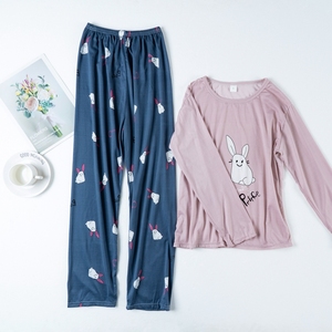 Dropshipping Sottile A Maniche Lunghe Pantaloni Lunghi <span class=keywords><strong>Donna</strong></span> Sveglio Del Modello Del Fumetto di Latte di Seta Dei <span class=keywords><strong>Pigiami</strong></span> - Product Image 5