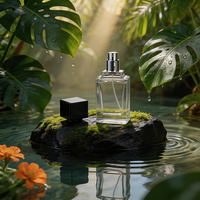 Flacons de parfum rectangulaires haut de gamme en verre pour Cologne de luxe pour hommes 50ml 100ml Bleu foncé Faible MOQ avec capuchon pulvérisateur et diffuseur à vis