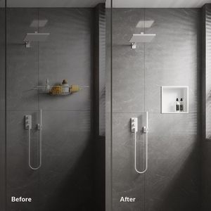 נישת מקלחת לבנה מט 30.5x30.5x10 ס\\\"מ נירוסטה 304 נישת קיר שקועה לאחסון במקלחת ללא צורך באריחים נגד טביעות אצבע - Product Image 4