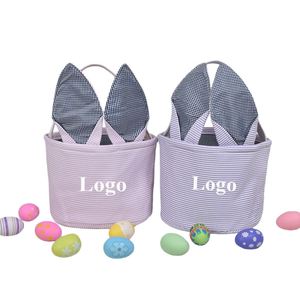 Custom logo Printed Wholesale Bunny Storage <b>Baskets</b> Bucket Canvas Rabbit <b>Easter</b> <b>Gift</b> Bag Festival <b>Gift</b> - Product Image 1