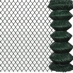 50ft 100ft long galvanized chain link fence diamond shape cyclone fence silver color steel fence for protection