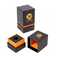 Boîte d'emballage carrée en carton rigide noir avec logo personnalisé pour flacon de parfum Attar, avec insert et poignée.