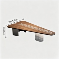 Table de conférence modulaire en forme de bateau, surface en bois grainé, bureau de réunion pour 8 à 14 personnes, salle de conférence d'affaires