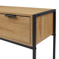 Mesa Consola Moderna con Estructura Metálica KD, Aparador de Entrada con 2 Cajones y Compartimento Abierto, Mueble Industrial para el Hogar
