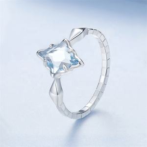 Yüksek kalite altın kaplama taş toptan yüzük gümüş 925 mücevherat Bling fantezi mavi söz kadınlar cam yıldız halka - Product Image 4