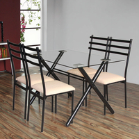 Table à manger convertible en verre avec 4 chaises pour la maison ou l'hôtel pour une utilisation en appartement