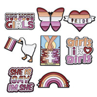 Broches en métal unisexes en gros, motifs animaux arc-en-ciel mignons, épingles émaillées avec logo gay et lesbien