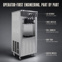 Machine à glace molle commerciale à trois saveurs en acier inoxydable, automatique, économe en énergie, vente en gros, approvisionnement en vrac