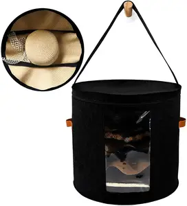 Boîte à chapeaux portable, sac de rangement de grande capacité, pliable, anti-poussière, avec fenêtre Visible pour hommes et femmes, chapeau de voyage à la maison - Product Image 1