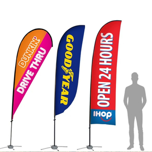 Envío rápido 130G tejer Bandera de plumas abiertas para negocios con poste de aluminio y Estaca de tierra publicidad soporte de bandera de plumas - Product Image 3