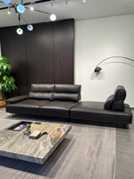 Italienischer Minimalistischer Voll-Leder-Sofa mit Geräumiger Sitzfläche, Tiefer Polsterung, Hoher Rückenlehne und Verstellbarer Rückenposition - Dream Time Sofa