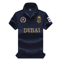 Kaus Polo pria, kaus olahraga Uni Emirat Arab kasual Dubai katun jahitan belah kontras bernapas