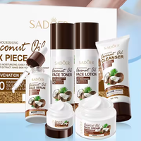 Coffret de Soins SADOER à l'Huile de Coco Biologique Hydratant Nourrissant pour le Visage Beauté 6 Pièces, Ensemble Cadeau de Produits de Soins de la Peau en Gros