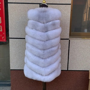 <span class=keywords><strong>Gilet</strong></span> en fourrure de renard naturelle pour femme, style en V multicolore personnalisé, populaire, 90 cm de <span class=keywords><strong>long</strong></span> - Product Image 3