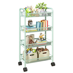 Trang Chủ Sử Dụng 4 Tầng Lưới Kim Loại Cán Lưu Trữ Di Động Sắp Xếp Giỏ Giỏ - Product Image 3