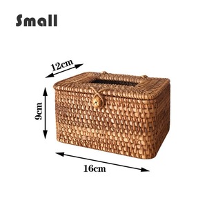 Boîte à mouchoirs en rotin tissé carré rond, panier de rangement de mouchoirs en rotin, cadeau de pendaison de crémaillère - Product Image 4