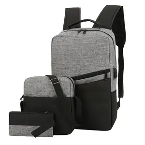 Tas punggung Laptop 3 dalam 1 untuk pria, tas sekolah Set tiga potong, tas ransel Laptop untuk pria