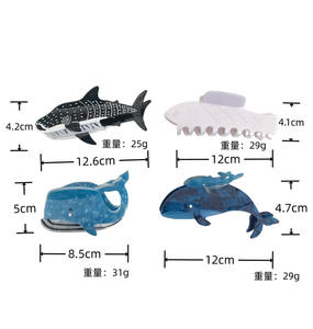 กิ๊บติดผมอะซิเตทสีดำขาวน้ำเงินคุณภาพสูง ดีไซน์น่ารักลายสัตว์ทะเล วาฬ ฉลาม เครื่องประดับผมทันสมัยสำหรับผู้หญิง - Product Image 3