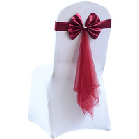 Élastique gratuit mariage arc chaise dos fleur hôtel Banquet mariage maille ruban décoration noël cravate