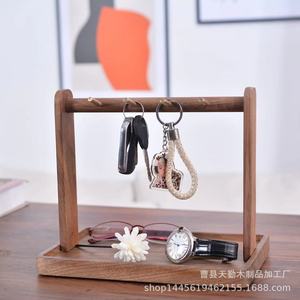 Solid wood key holder, storage ornament, entryway <b>desktop</b> <b>shelf</b>, jewelry hook, key tray ornament. - Product Image 1