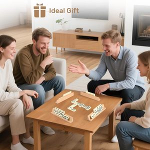 Jeu de dominos géants en bois double 6 pour adultes - 4 supports/plateaux et 28 tuiles - Étui de transport portable - Jeu de société familial - Product Image 3