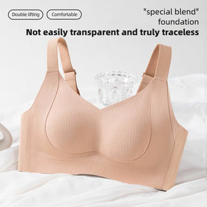 Reggiseno senza Show senza cuciture romantico con motivo solido In pizzo lavorato a maglia senza fili supporto Push-Up completo comodo leggero In-Stock - Product Image 1