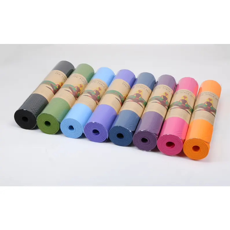 6MM Custom Print High Quality Eco Friendly Single and Double Color mat de yoga Folding Durable Yoga Pad TPE Yoga Mat