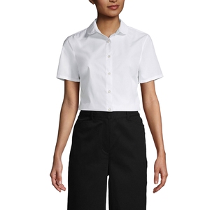 Chemisier moderne blanc/bleu à manches courtes et col Peter Pan pour filles, uniforme scolaire personnalisé pour l'école primaire et la maternelle, vente en gros - Product Image 2