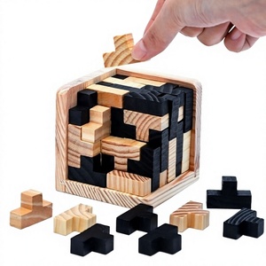 <span class=keywords><strong>Cube</strong></span> de puzzle en bois 54T, jeu de blocs imbriqués, défi logique, jouet éducatif anti-stress pour le bureau - Product Image 1