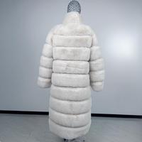 Manteau long en fausse fourrure pour femme, personnalisable (logo, tailles, tissus), col montant, veste décontractée à fermeture éclair