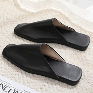 Women's Slip on Comfort Spring Summer Autumn Genuine Leather Square Toe Loafer Mule <b>Clogs</b> Flat Casual Breathable <b>Slippers</b> - Product Image 6