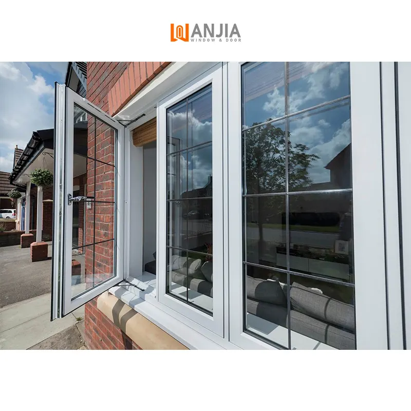 High quality modern design house white vinyl casement window upvc window replacement pvc double glazed casement window