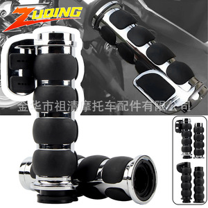 Zuqing <b>Motorcycle</b> Handlebar <b>Grips</b> Aluminum Chrome Black For Harley-Davidson Universal Fit - Product Image 1