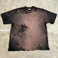 T-shirt Homme Personnalisé Coupe Courte Boxy Vintage Délavé Effet Soleil et Acide Col Rond Oversize Ample Effet Vieilli Streetwear