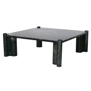 Newstar pedra artesanato mobiliário quadrado mármore mesa de café topo luxo mármore centro mesa de café com preto