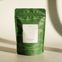 Pochette en feuille d'aluminium refermable personnalisée pochette debout avec fermeture à glissière solide pour poudre de matcha thé vert sac en mylar