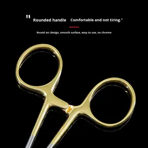 Penjepit Jarum Medis Bahan Stainless Steel Gagang Emas Inlay Clip untuk Bedah Kelopak Mata Ganda Jahitan Kelas I - Product Image 5