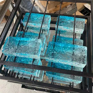 China Fabrik direkt verschmolzen bunte Glas Ziegel farbigen Glas block blau gelb rot grün Glas block
