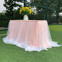 Jupe de table en tulle tutu pour tables rectangulaires et tables rondes décoration de fête d'anniversaire de mariage